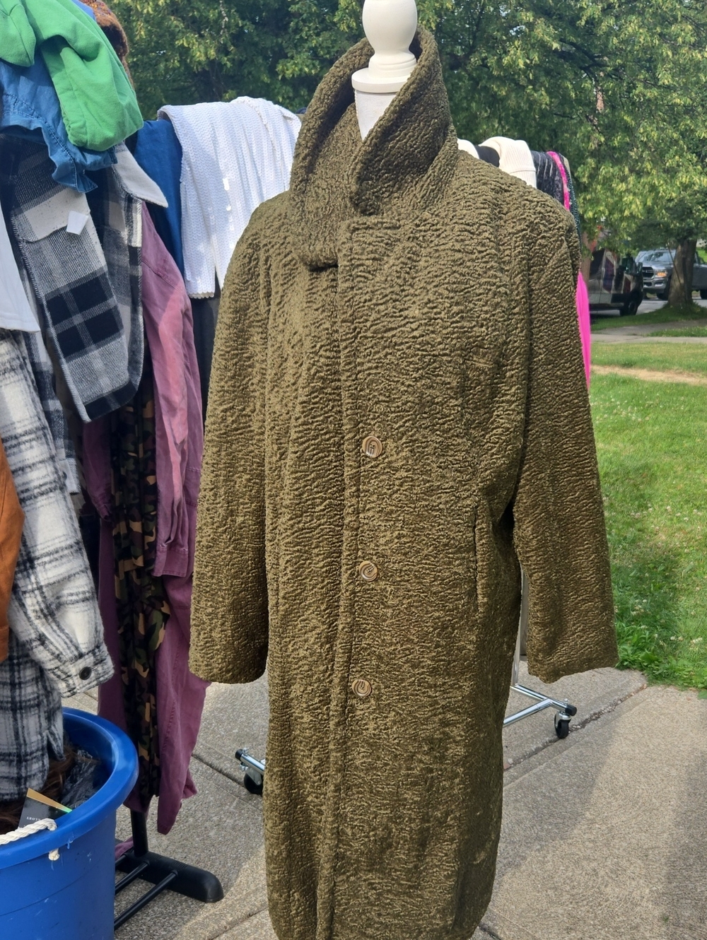 American Eagle... Olive Green Textured Long Coat